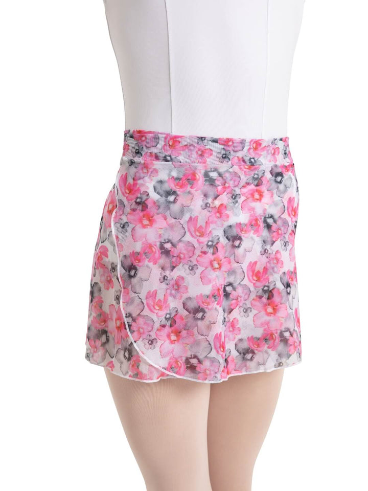 Le Jardin Printed Mesh Wrap Skirt - Girls