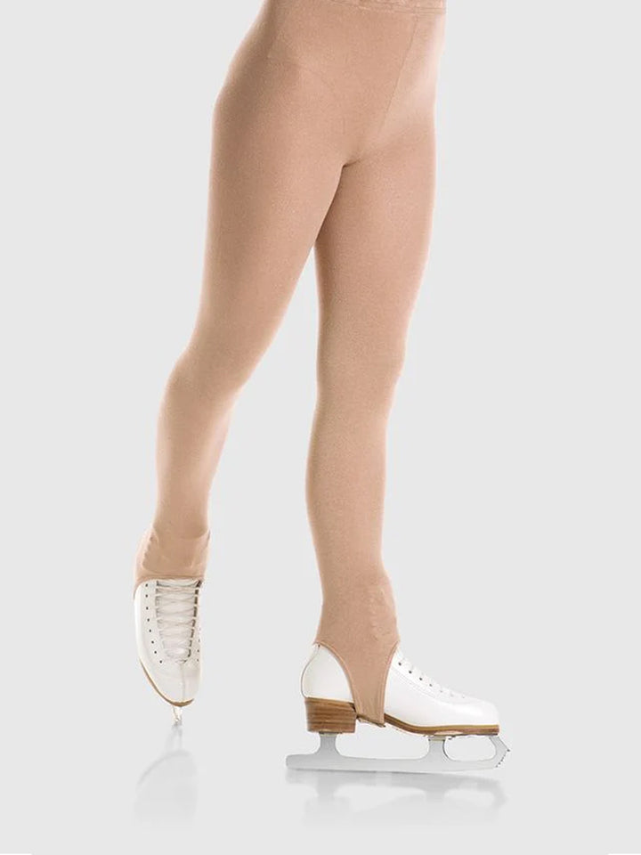 Natural Satiny Stirrup Figure Skating Tight - Girls