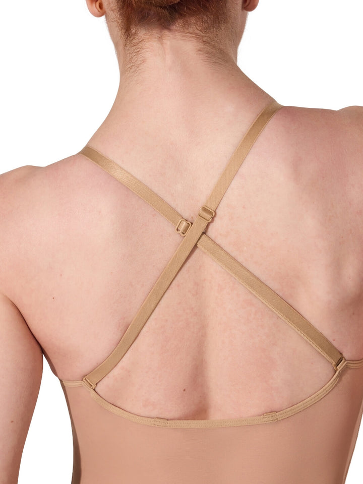 Plunge Neck Mesh Midriff Leotard