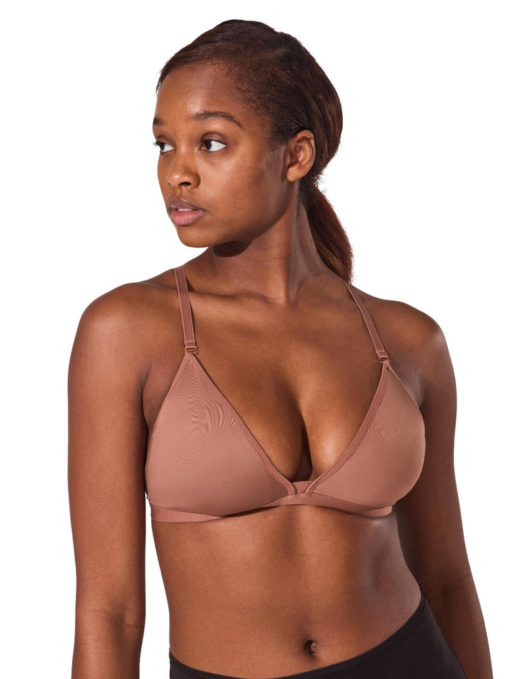 Deep Neck Clear Back Bra
