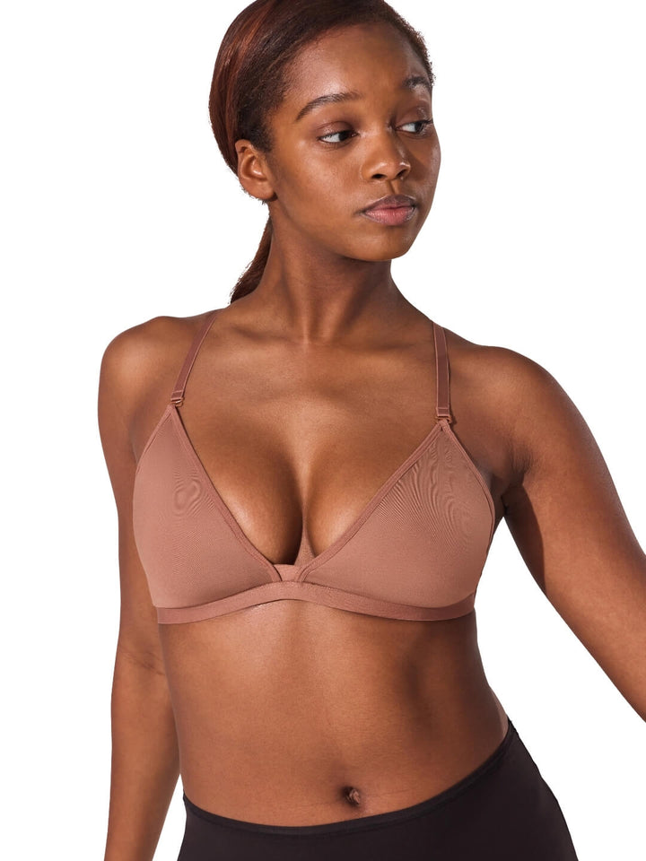 Deep Neck Clear Back Bra