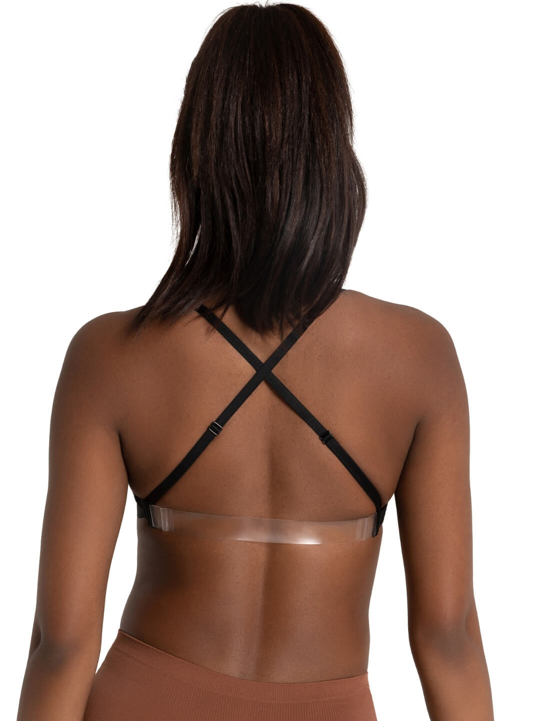 Deep Neck Clear Back Bra