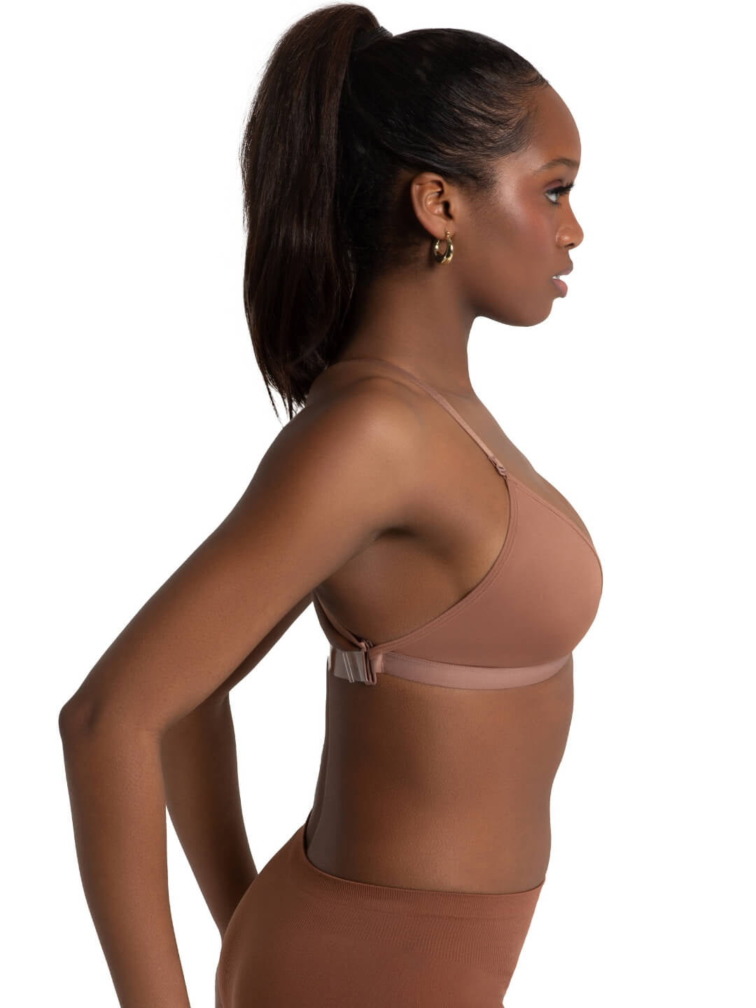 Deep Neck Clear Back Bra