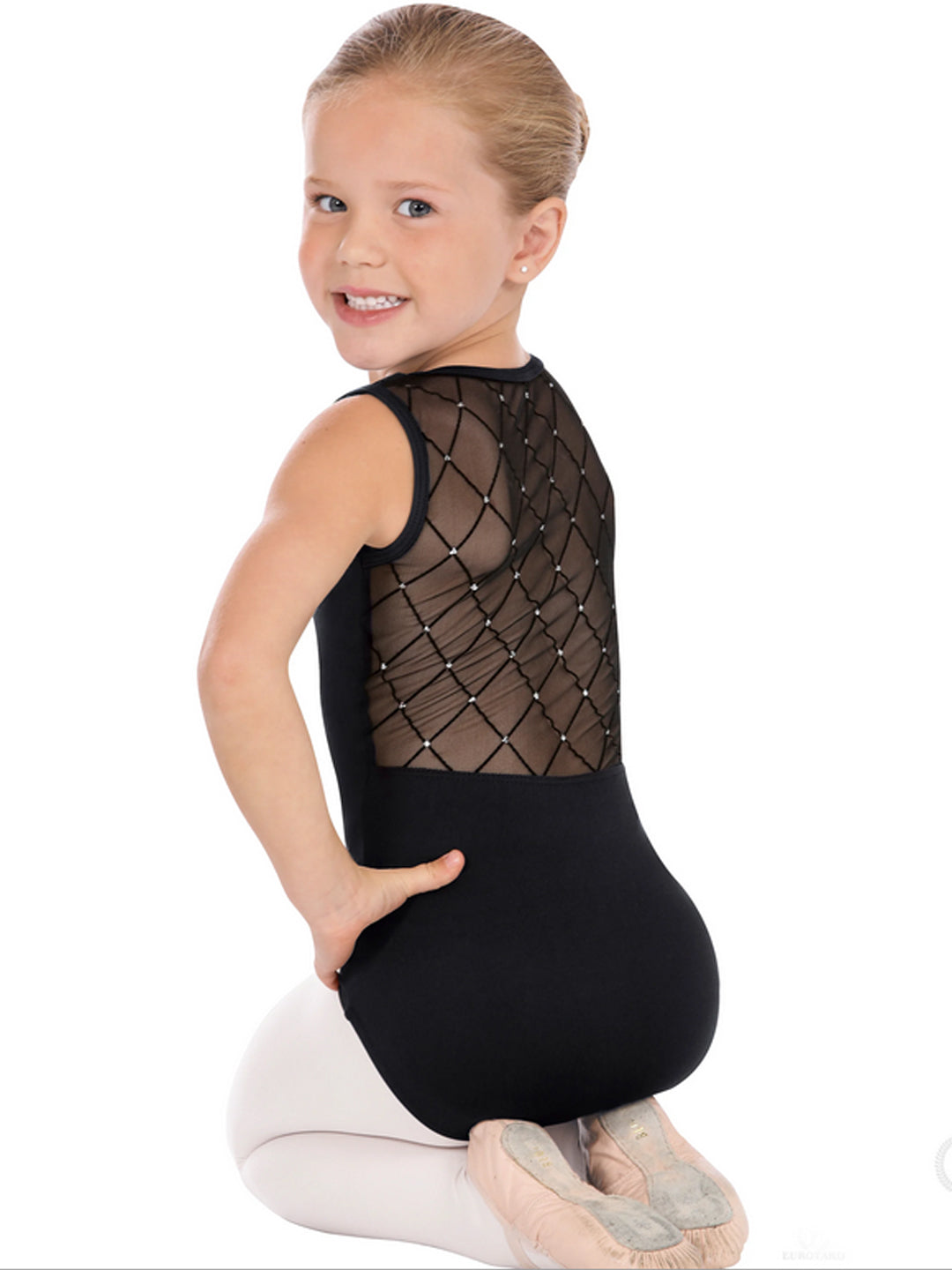 Diamond Mesh Back Tank Leotard - Girls