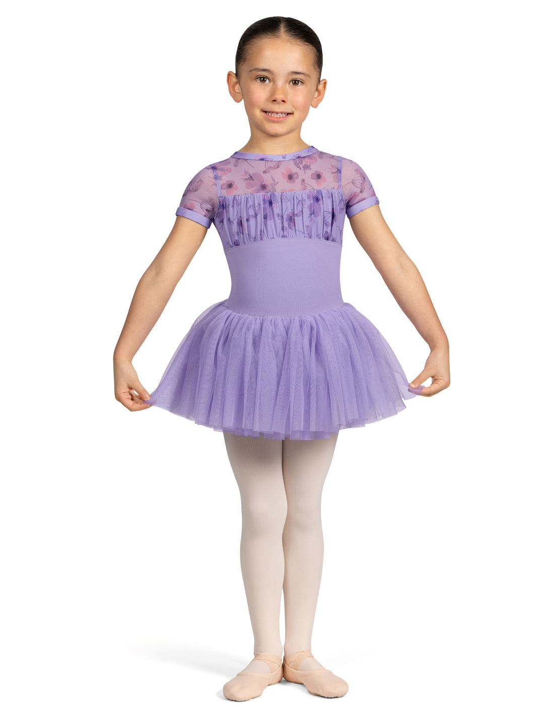 Mesh Back Cap Sleeve Tutu Leotard - Girls