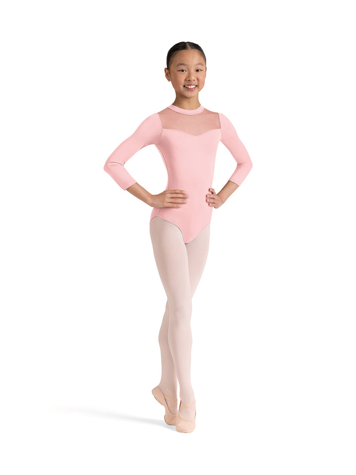 Judy Sweetheart Embroidered Three Quarter Sleeve Leotard - Girls