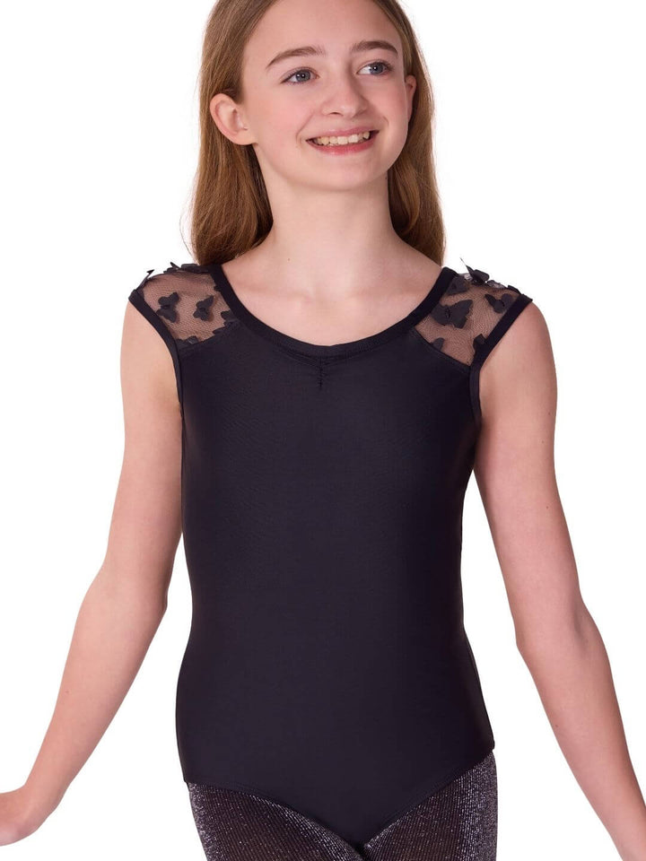 Flutter Glasswing Cap Sleeve Leotard - Girls