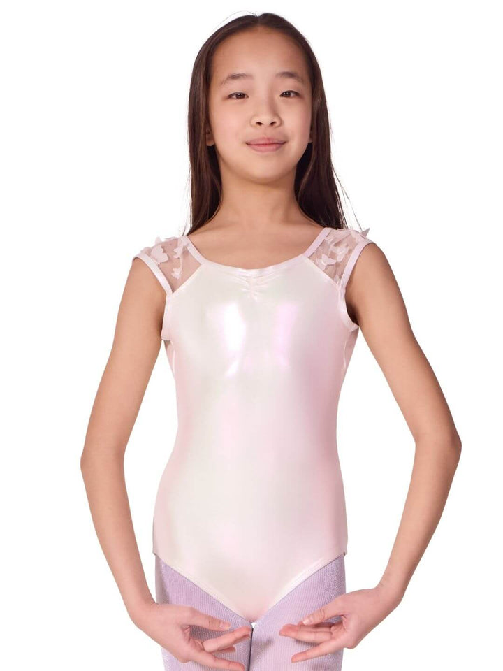 Flutter Glasswing Cap Sleeve Leotard - Girls