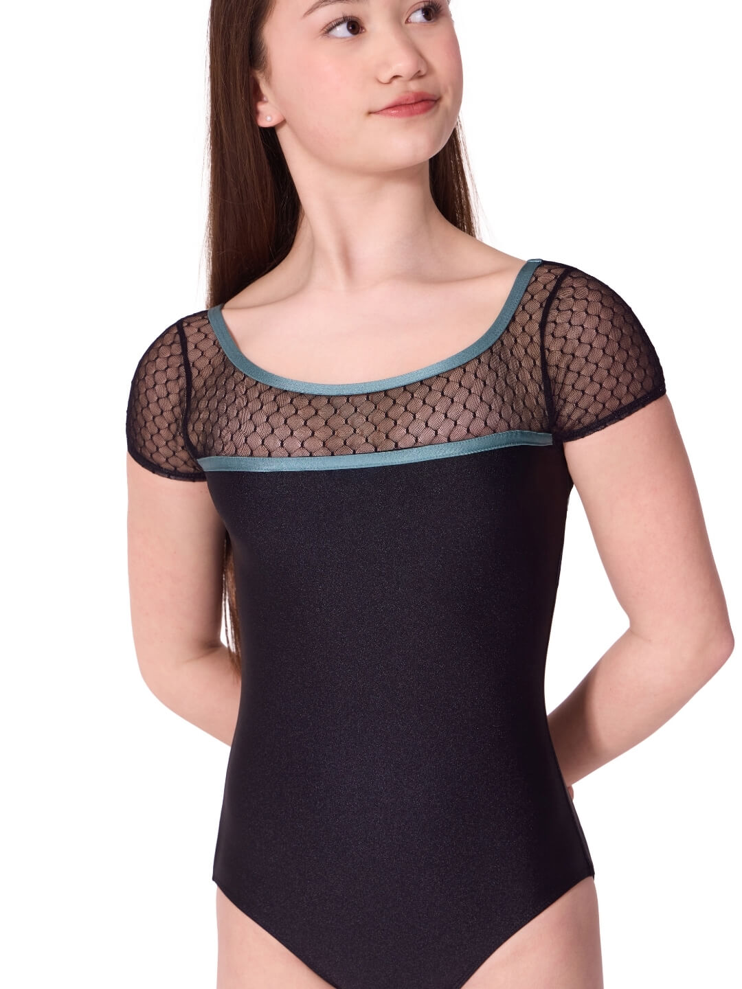 Enchanted Contrast Harmony Short Sleeve Leotard - Tween