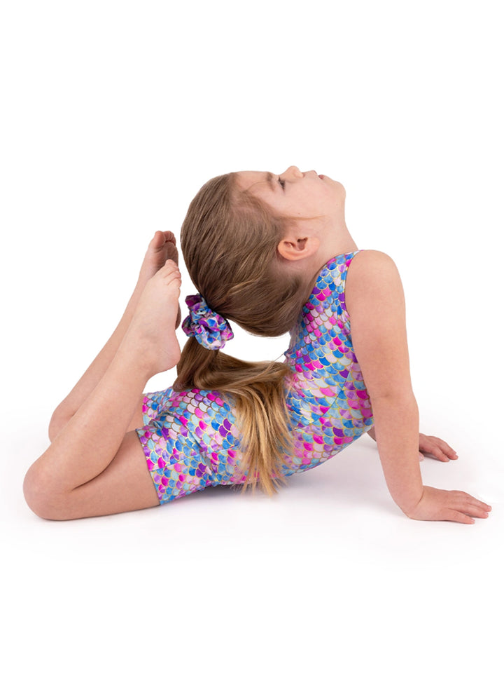 Gymnastics Shimmery Scallop Tank Biketard - Girls