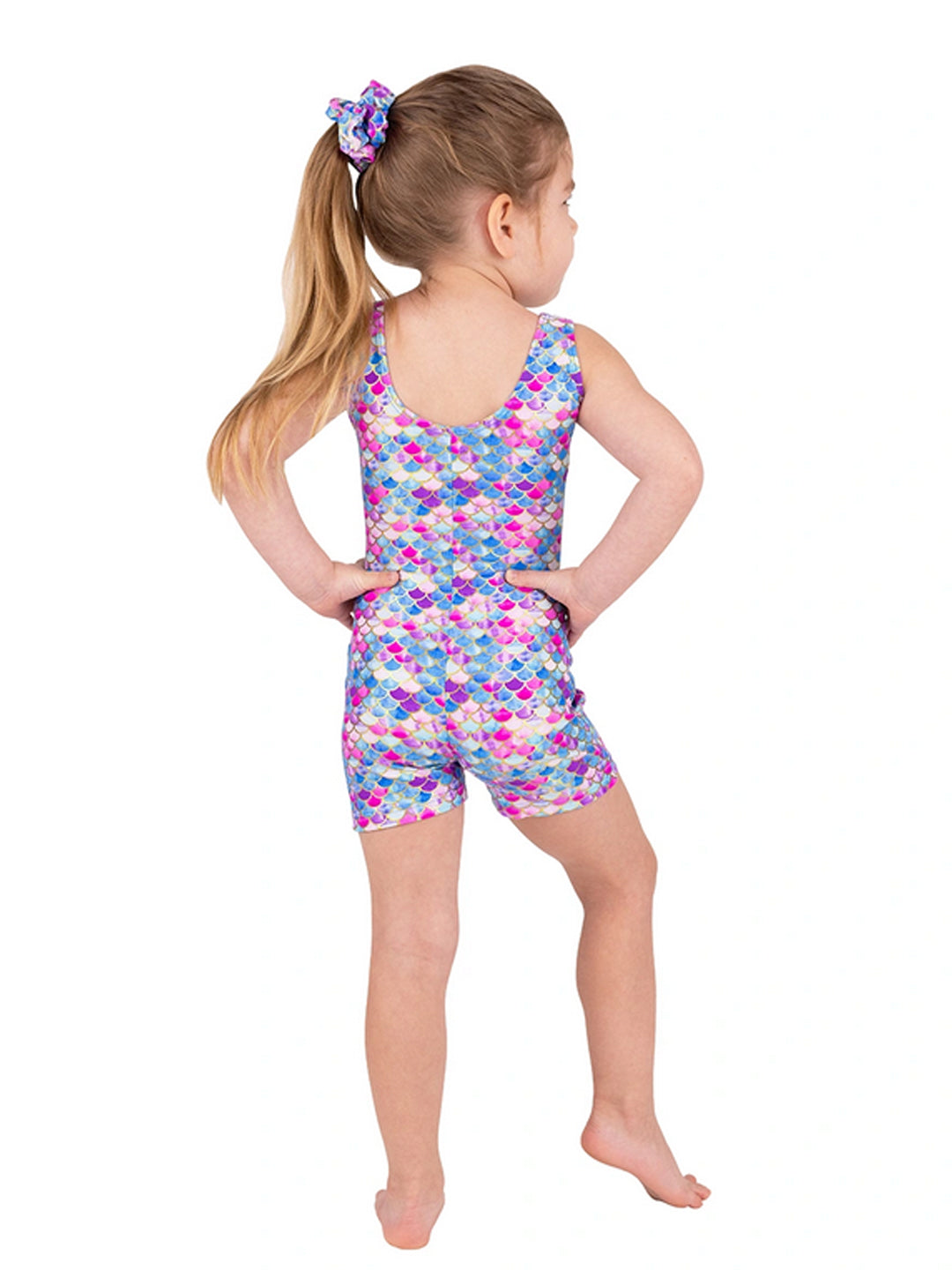 Gymnastics Shimmery Scallop Tank Biketard - Girls