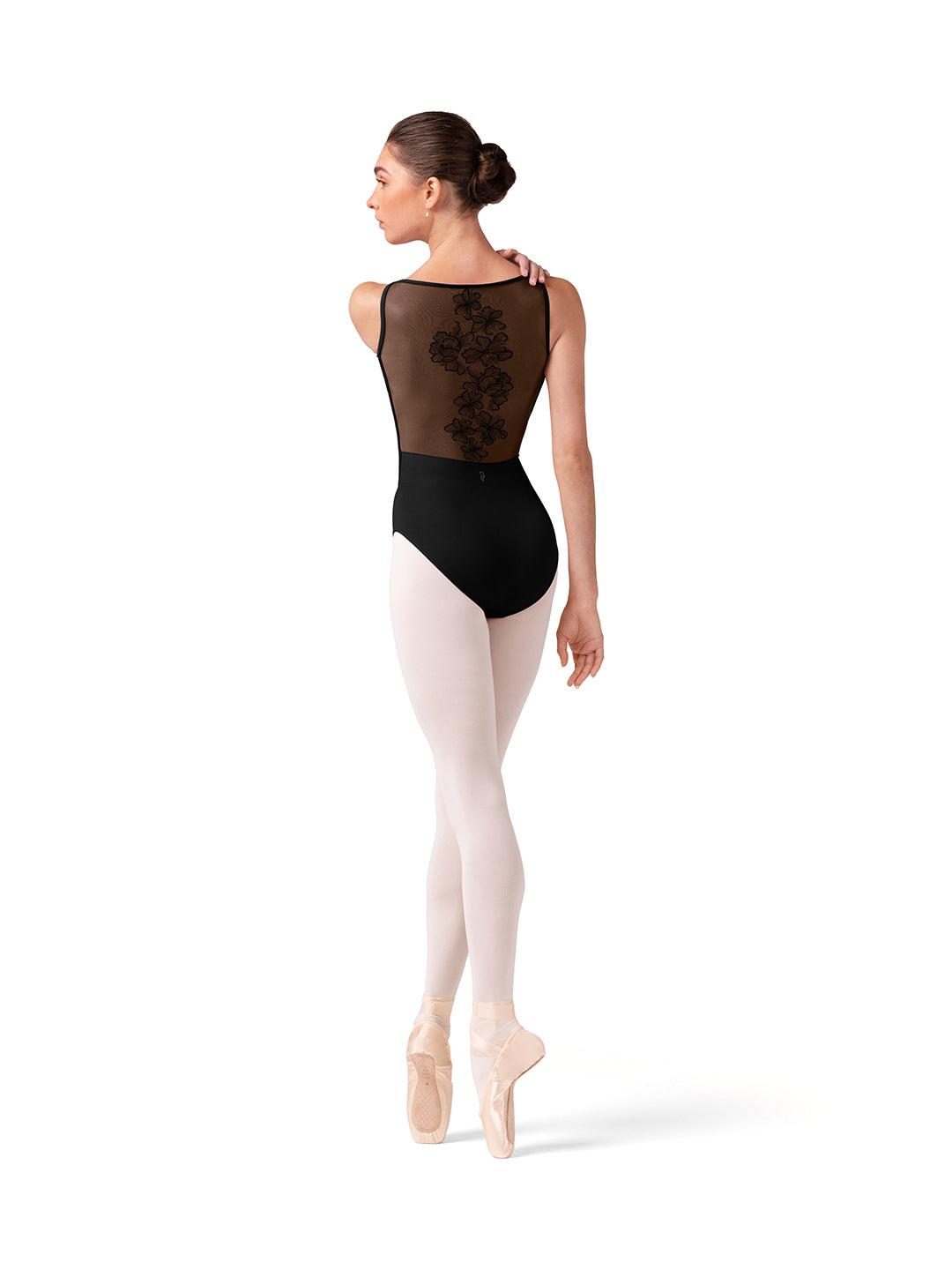 Emma Embroidered Back Boat Neck Tank Leotard