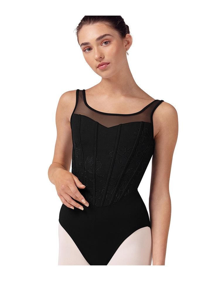 Isabella Embroidered Corset Tank Leotard