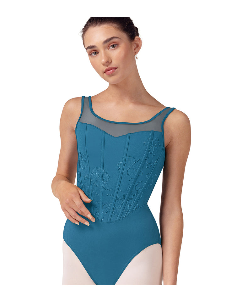 Isabella Embroidered Corset Tank Leotard
