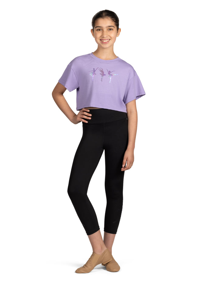 Glow Ballerina Print Crop Top - Girls