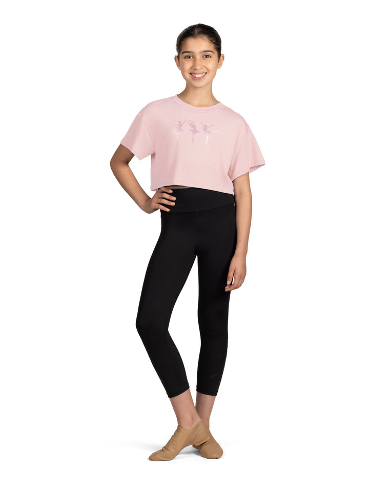 Glow Ballerina Print Crop Top - Girls