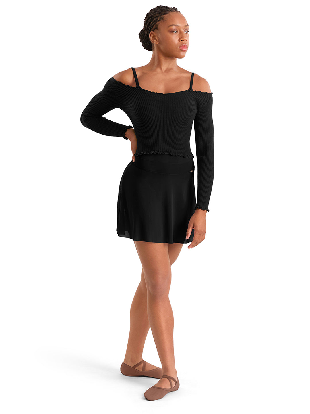 Long Sleeve Rib Warm Up Top