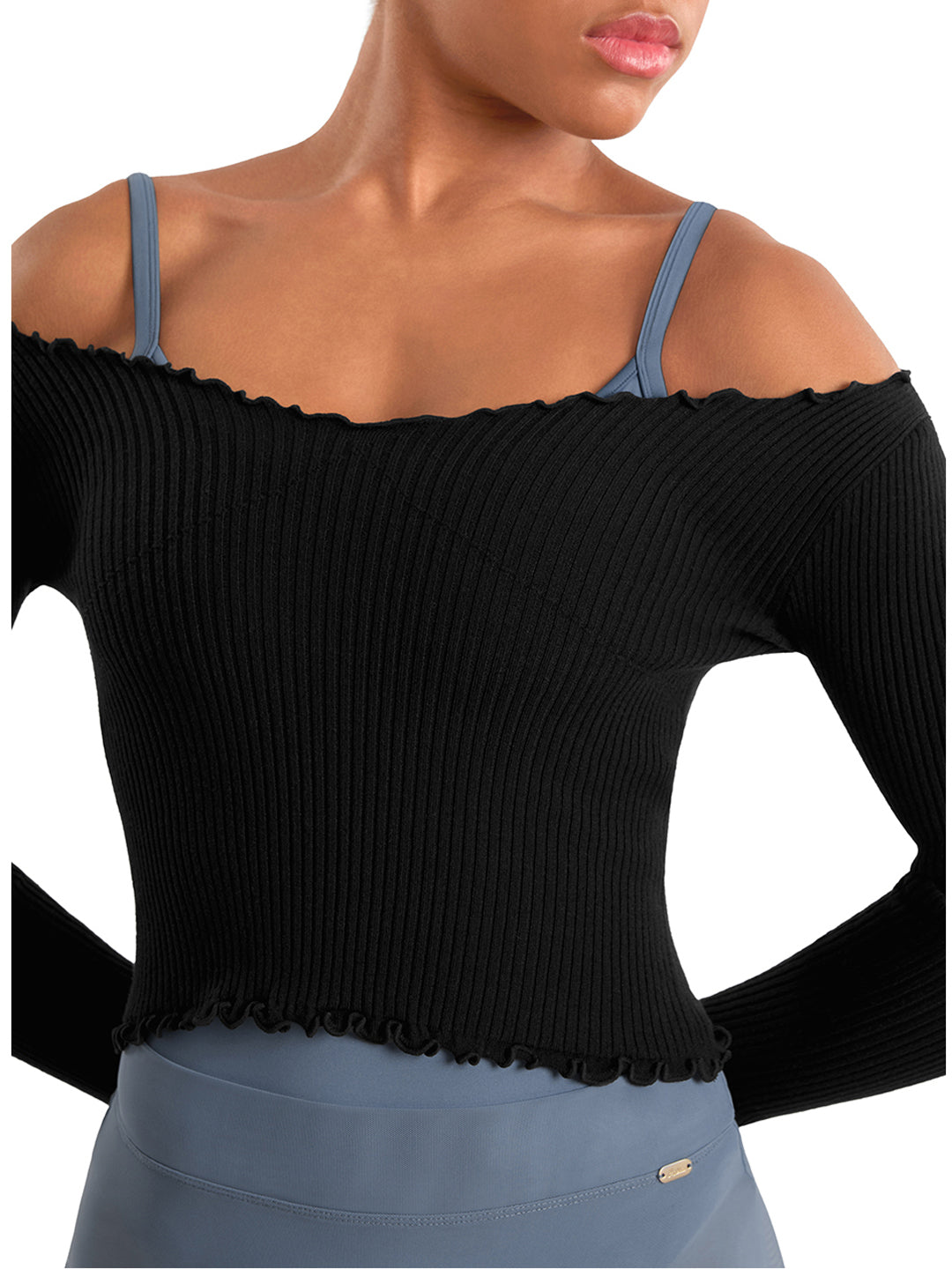 Long Sleeve Rib Warm Up Top