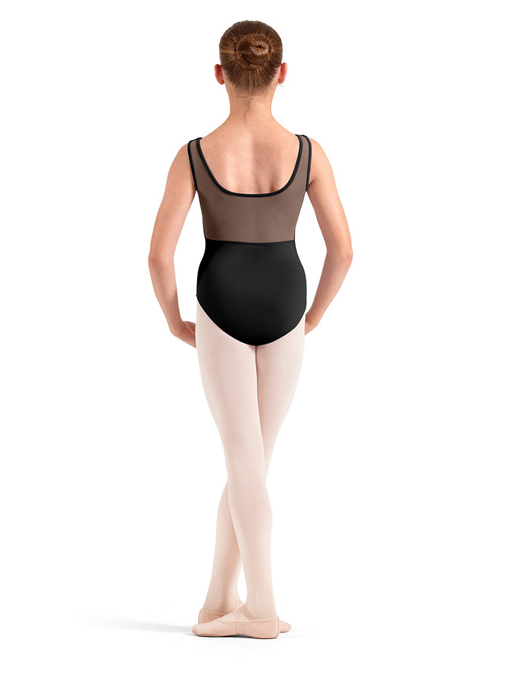 Embroidered Detail Mesh Back Tank Leotard - Girls