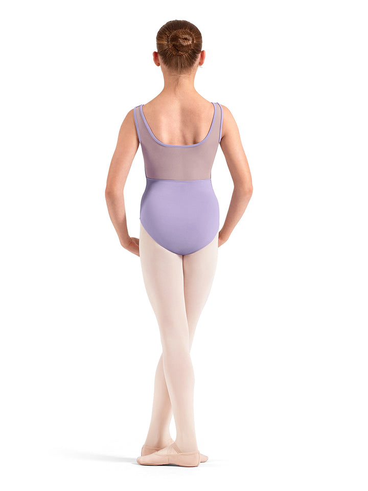 Embroidered Detail Mesh Back Tank Leotard - Girls