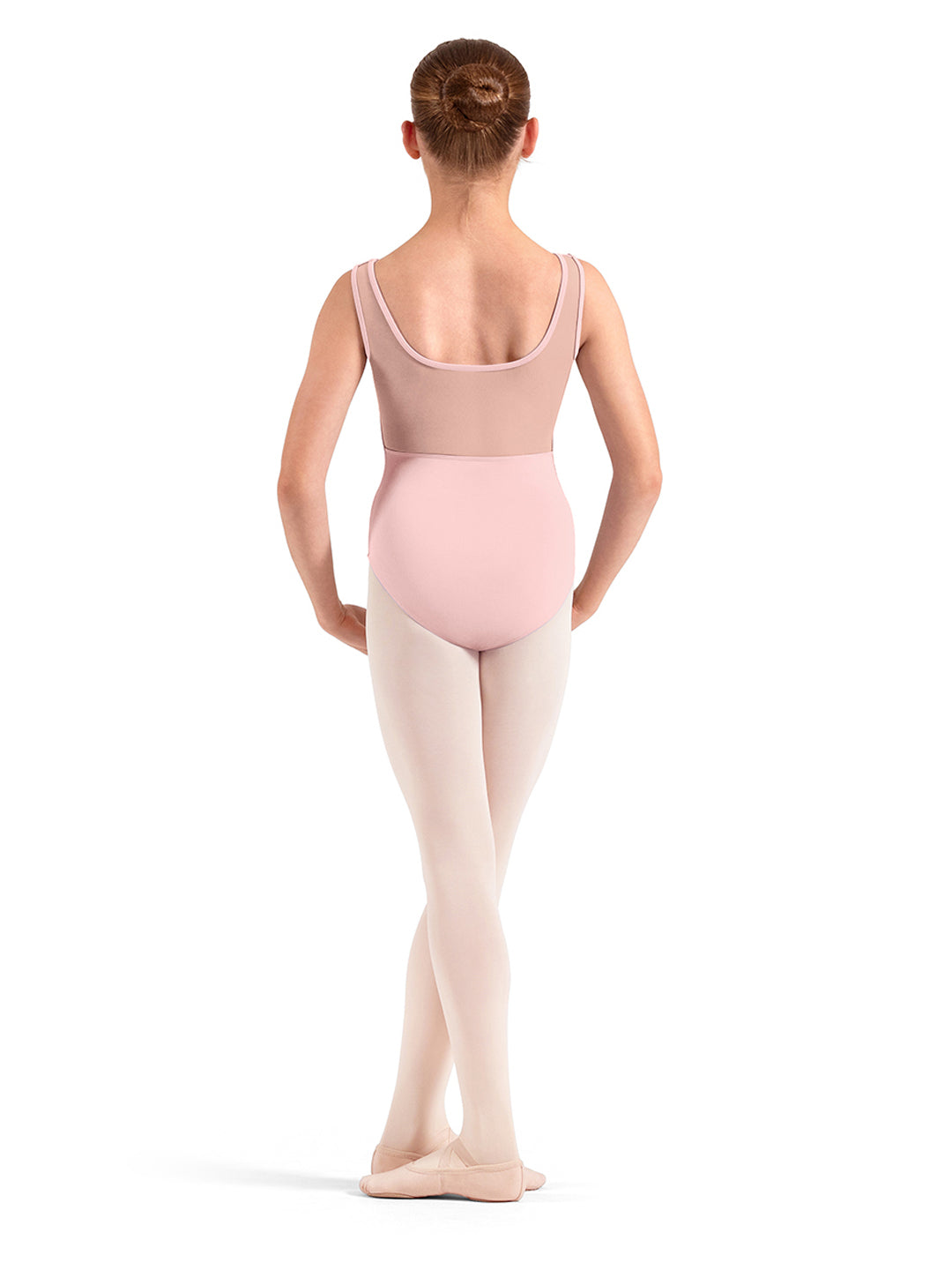 Embroidered Detail Mesh Back Tank Leotard - Girls