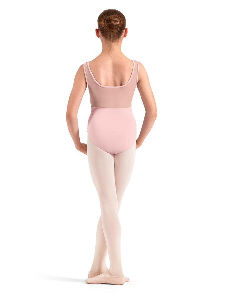 Embroidered Detail Mesh Back Tank Leotard - Girls