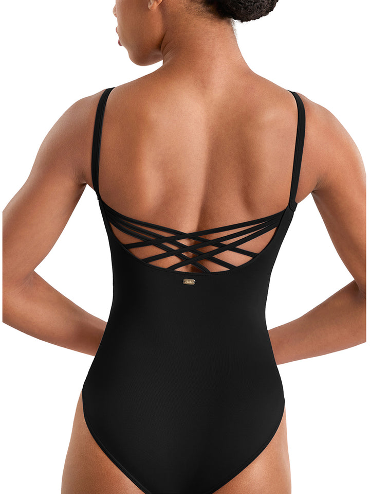 Floral Embroidered Strappy Back Camisole Leotard