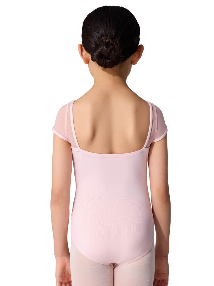 Studio Collection Mesh Yoke Short Sleeve Leotard - Girls