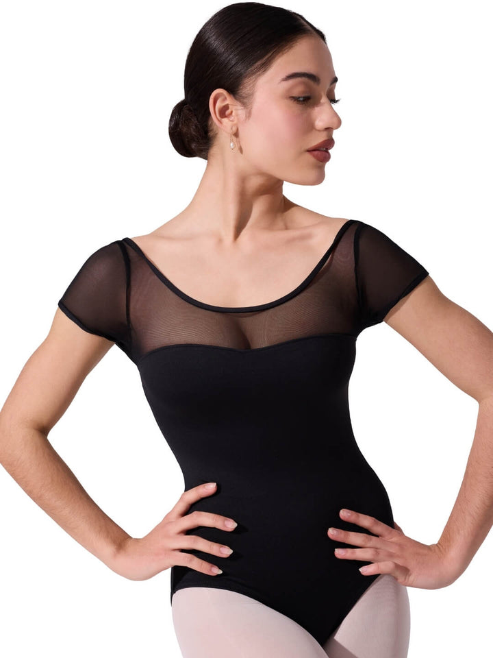 Studio Collection Mesh Yoke SS Leotard