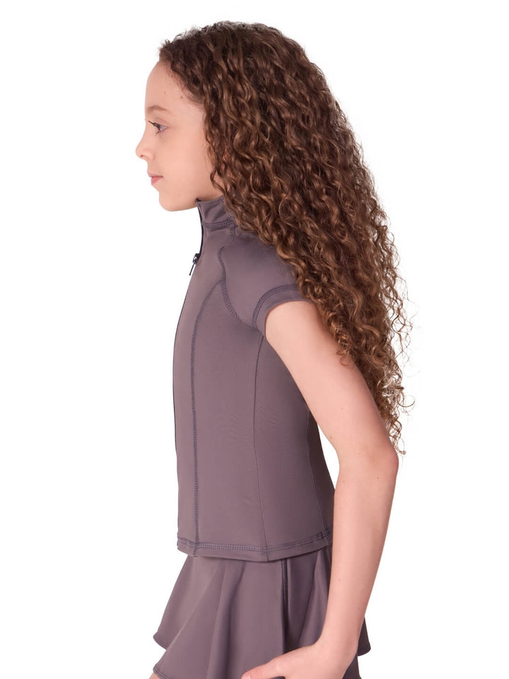 Studio Collection Short Sleeve Zip Top - Girls