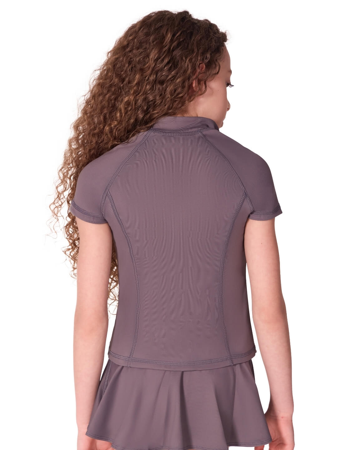 Studio Collection Short Sleeve Zip Top - Girls