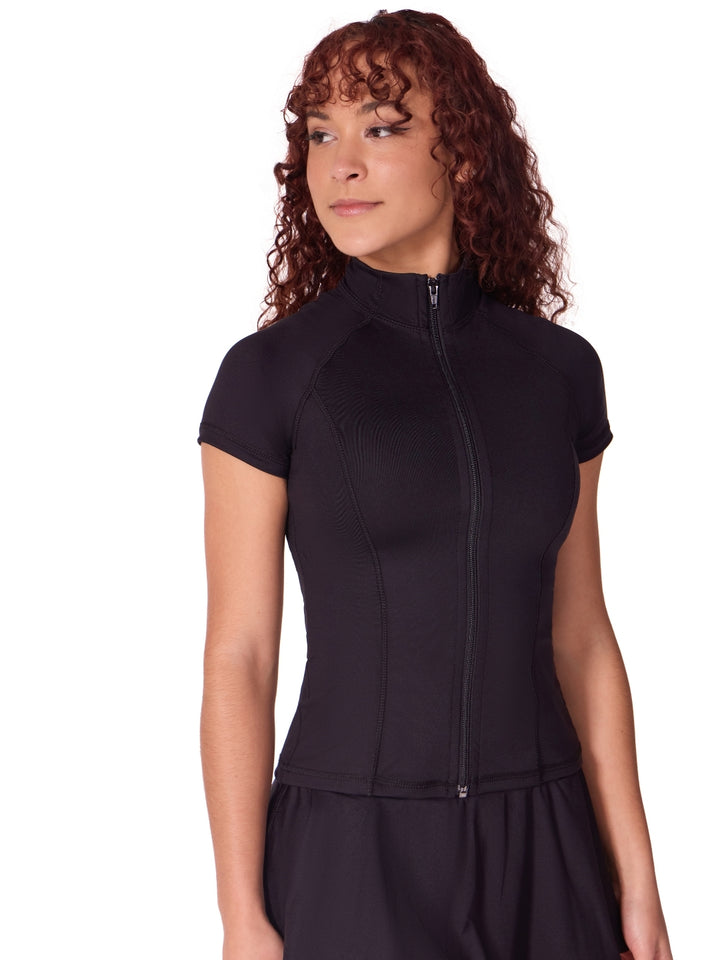 Studio Collection Short Sleeve Zip Top - Girls