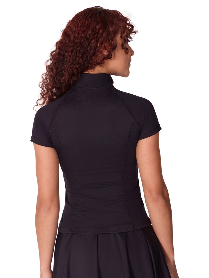 Studio Collection Short Sleeve Zip Top - Girls