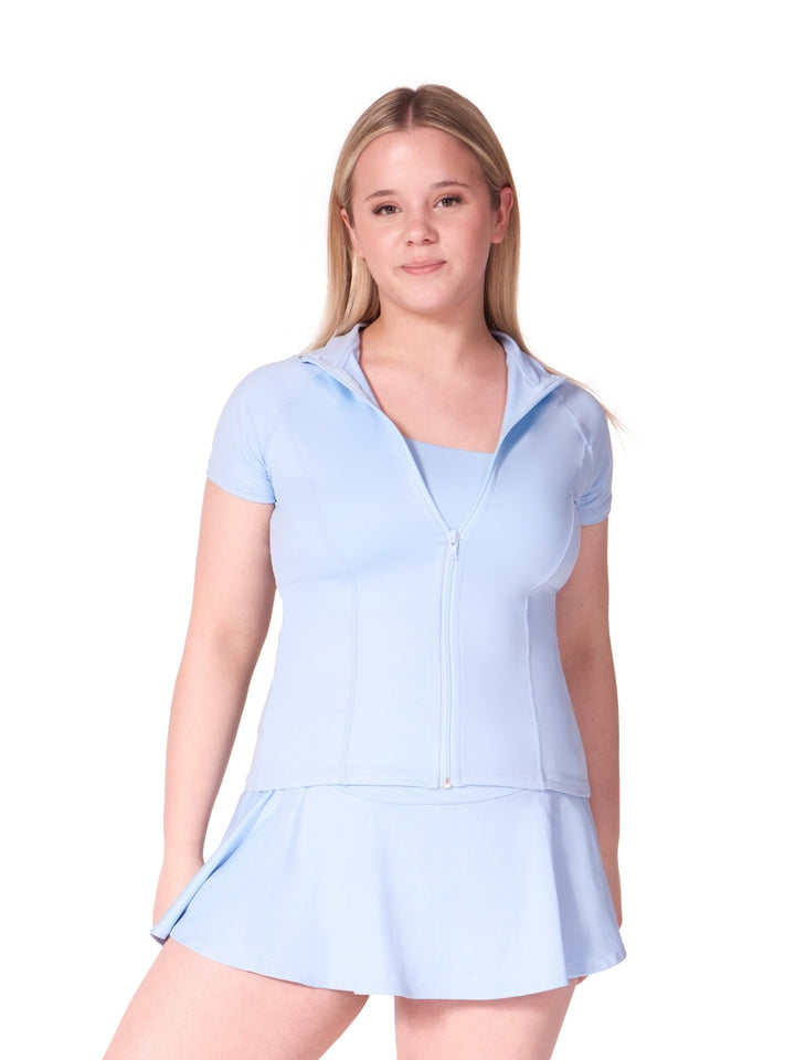 Studio Collection Short Sleeve Zip Top - Girls