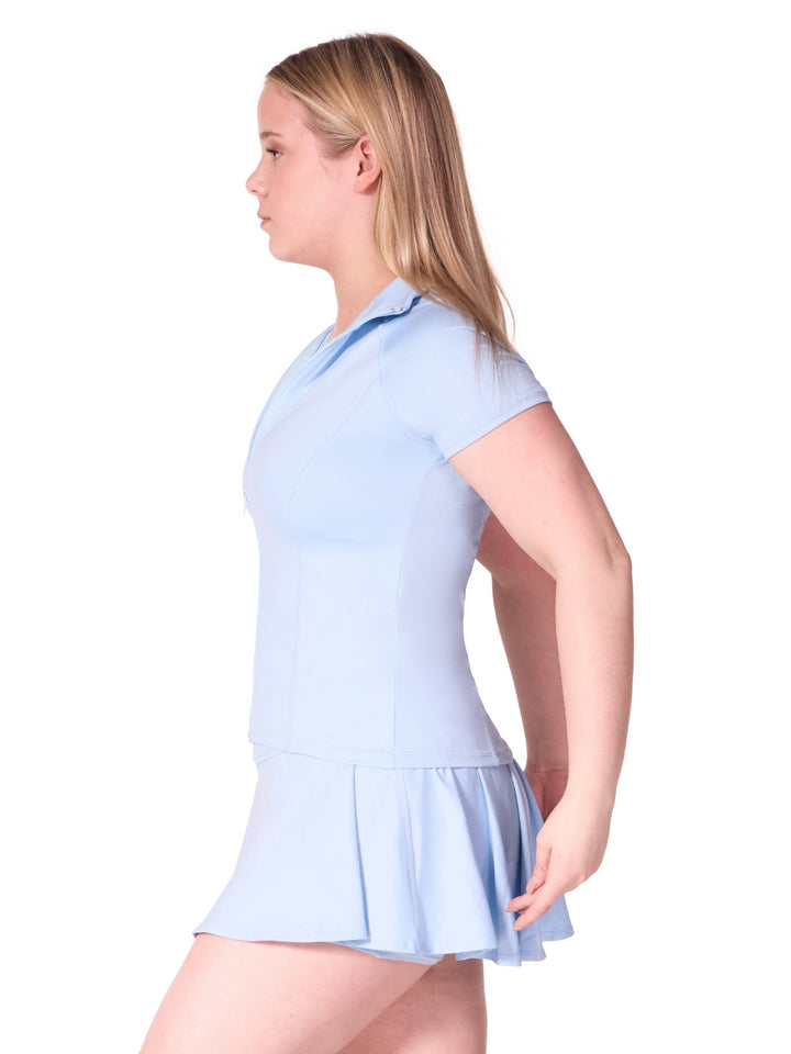 Studio Collection Short Sleeve Zip Top - Girls