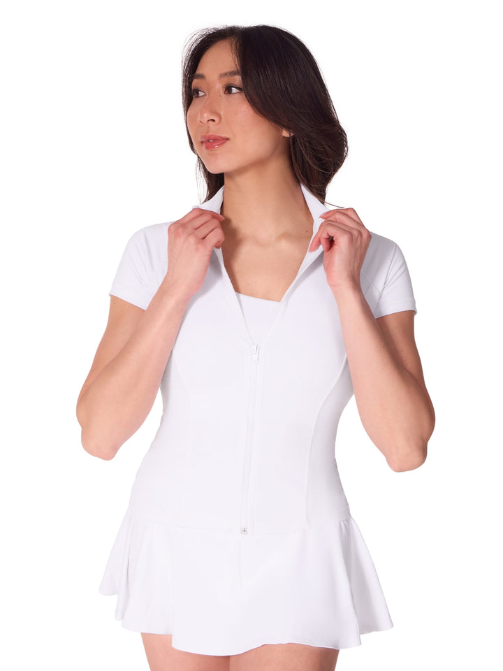 Studio Collection Short Sleeve Zip Top - Girls