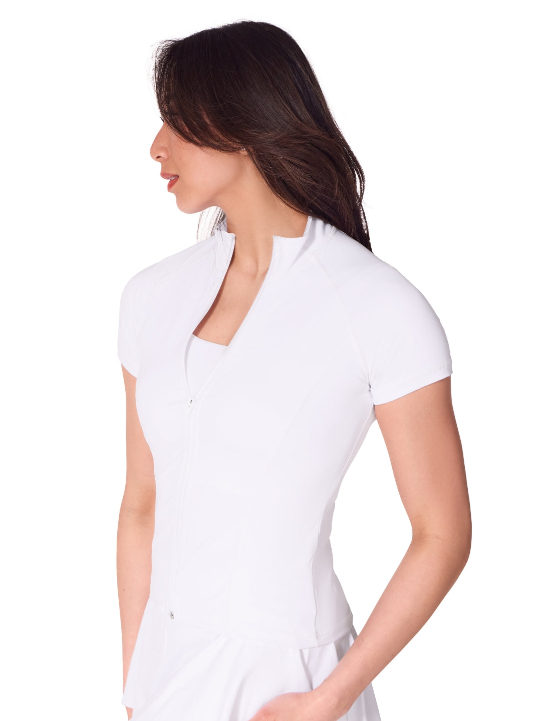 Studio Collection Short Sleeve Zip Top - Girls