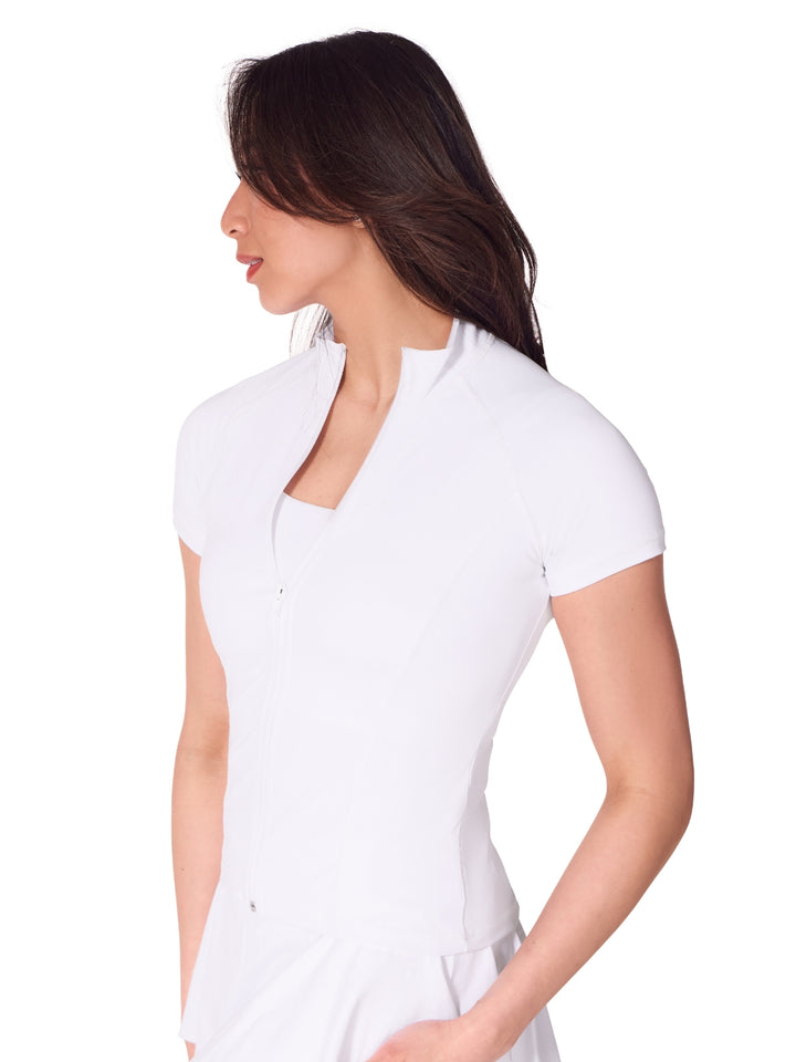 Studio Collection Short Sleeve Zip Top - Girls