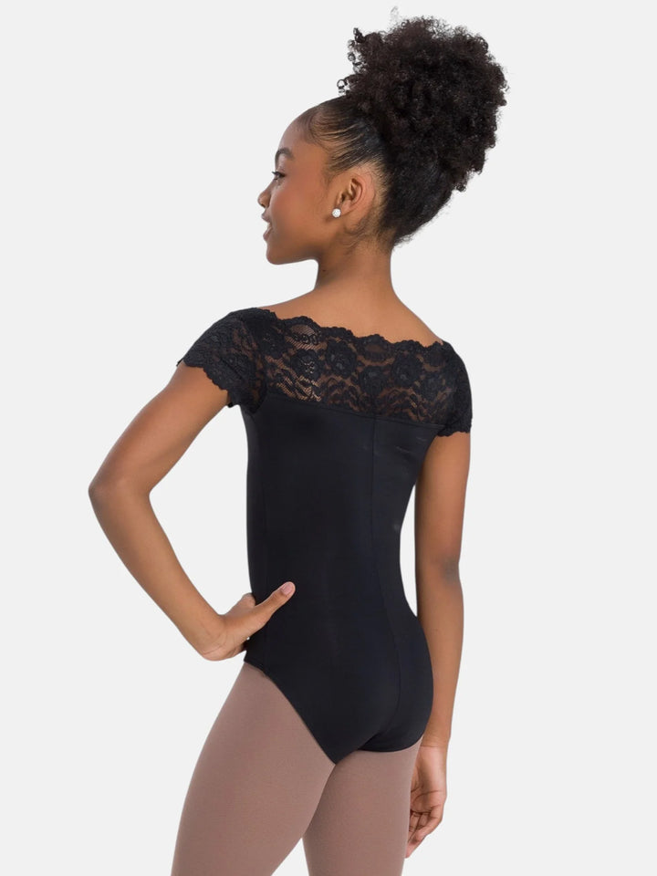 Tilly Cap Sleeve Leotard with Lace - Girls