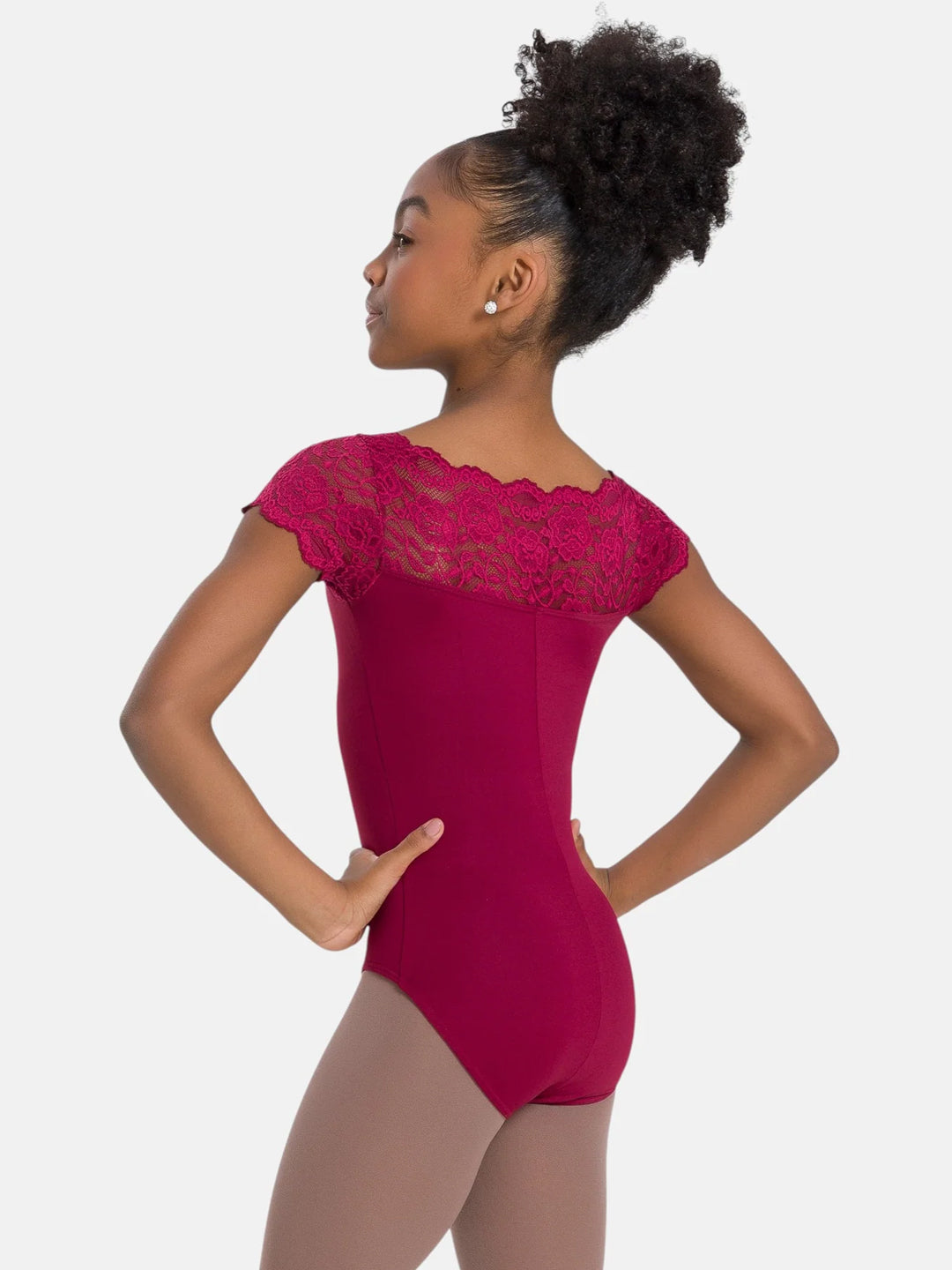 Tilly Cap Sleeve Leotard with Lace - Girls