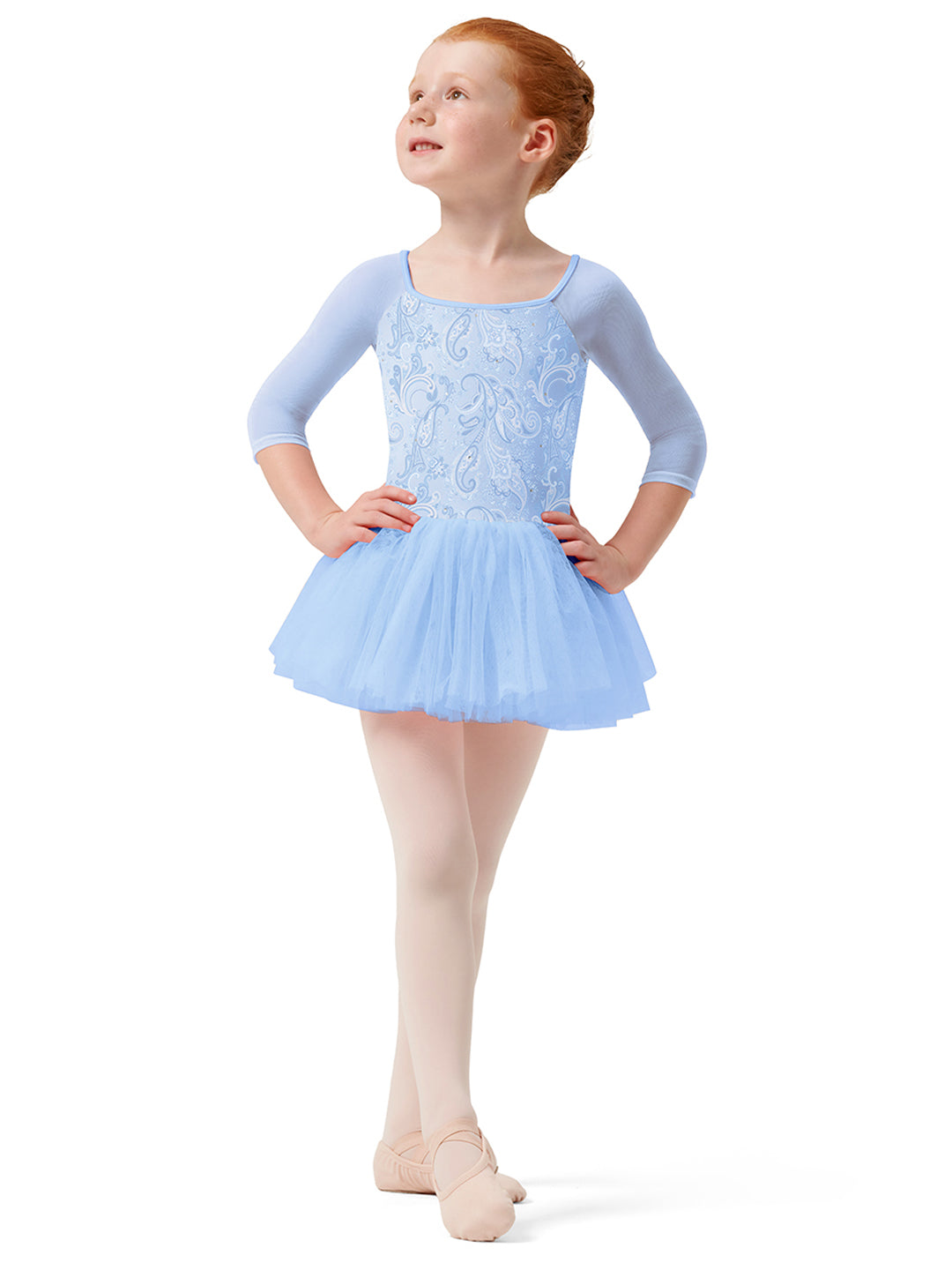 Three Quarter Sleeve Tutu Leotard - Girls