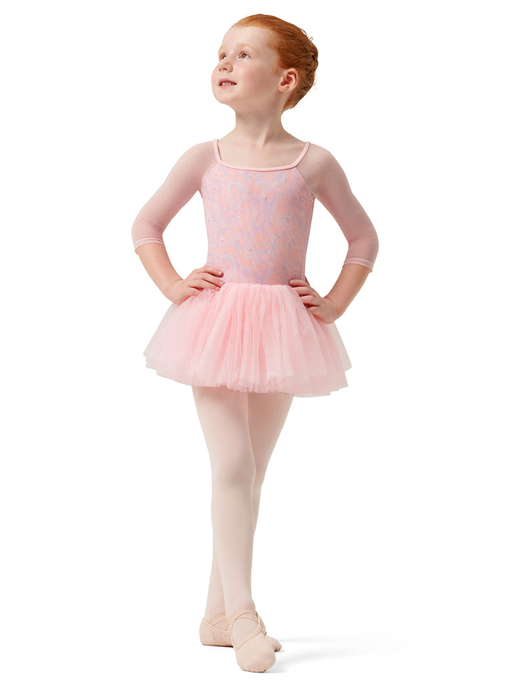 Three Quarter Sleeve Tutu Leotard - Girls